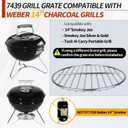 10.5" Charcoal Grate for Weber Charcoal Grills, Round Charcoal Grate for 14'' Weber Smokey Joe Silver&Gold Tuck-n-Carry, Heavy-Duty Steel 7439 Grill Grate for Weber Grill Parts