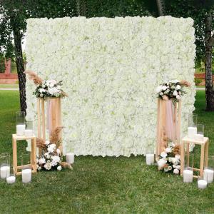 White Artificial Flower Wall Backdrop Panels 5ftx3.74ft White Fake Rose Wedding Backdrop 3D Floral Wall for Party Baby Shower Bridal Wedding Background Decor