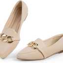 MUSSHOE Women's Loafers Comfortable Fashion Chain Flats Shoes for Women (9.5)