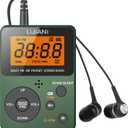 Pocket AM FM Radio Portable with Best Reception,Power by AAA Battery Mini Digital Tuning Mini Radio with Stereo Earphone,Large LCD Screen and Lock Screen for Walk/Jogging/Gym/Camping