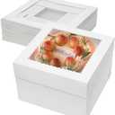 Mcfleet 10pcs Cake Boxes 12 Inch 12x12x8 Tall Cake Boxes with Window for Tier Baking Disposable Bakery Containers with Lids White Large Cardboard Bakery Take Out Carrier for Wedding, Birthday, Party