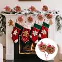 6pcs Gingerbread Man Christmas Trees Picks Ornaments Gingerbread Cookie Christmas Sticks Xmas Tree Decorations for Xmas Tree Top Winter Home Office Party Vase Decor