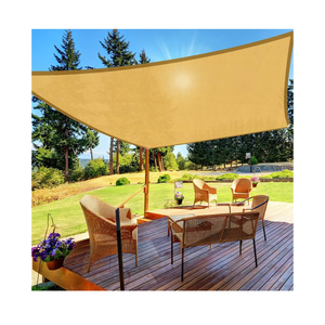 HappyTrends Sun Shade Sail,Heavy Duty UV Protection Beach Shade Canopy Wind sail,Tear and Rust Resistant Patio sail Shade for Yard Deck Lawn Garden Rectangle Sunshade(12'x 12', Sand)