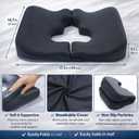 Bed Sore & Hemorrhoid Relief Cushion for Sitting, Memory Foam Pressure Relief Pillow with Center Hole & Tailbone Cutout, Support for Coccyx Pain, Sciatica, Postpartum, Pregnancy & After Surgery, Black