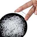 Cosy Companions 100x Clear Hair Elastics, Clear Rubber Bands For Hair Ties For Thin Hair, Mini, Plastic