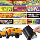 12 Pcs Gay Pride Funny Magnet Bumper Sticker LGBT Rainbow Pride Prank Magnetic Sign for Vehicle Truck Reusable Magnet Sticker for Fridge