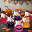 HOMEZZO 24 Pcs Halloween Cat Cupcake Toppers Wrappers, Spooky Ghost Kitty Cupcake Holders for Kids Birthday, Halloween Party Decorations