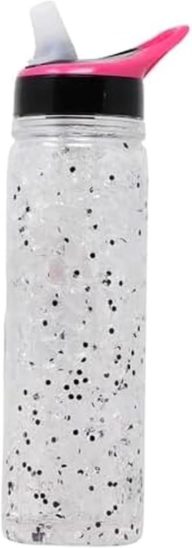 Copco 18 oz Double Wall Tritan Freezable Water Bottle with Crackle Gel - BPA-Free, Leak-Proof Flip-Top Lid, Easy Carry Loop - Keeps Drinks Cold Longer for Travel, Sports, Outdoor Use (White Glitter)