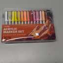 JusArt Acrylic Paint Markers Brush Tip 30 Colors, Water-Based No-Bleed Markers with Automatic Ink Control, Waterproof Acrylic Paint Pens for DIY Art & Crafts -Eggs, Fabric, Rock, Glass, Ceramic, Metal