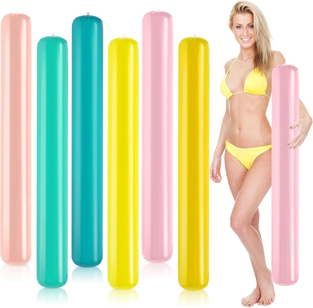 Libima Pool Inflatable Noodle 41 Inch Inflatable Sticks Colorful Outdoor Water Games Blow up Pool Noodles Floats for Adults Summer Swimming Beach Lake Party Sports Decor