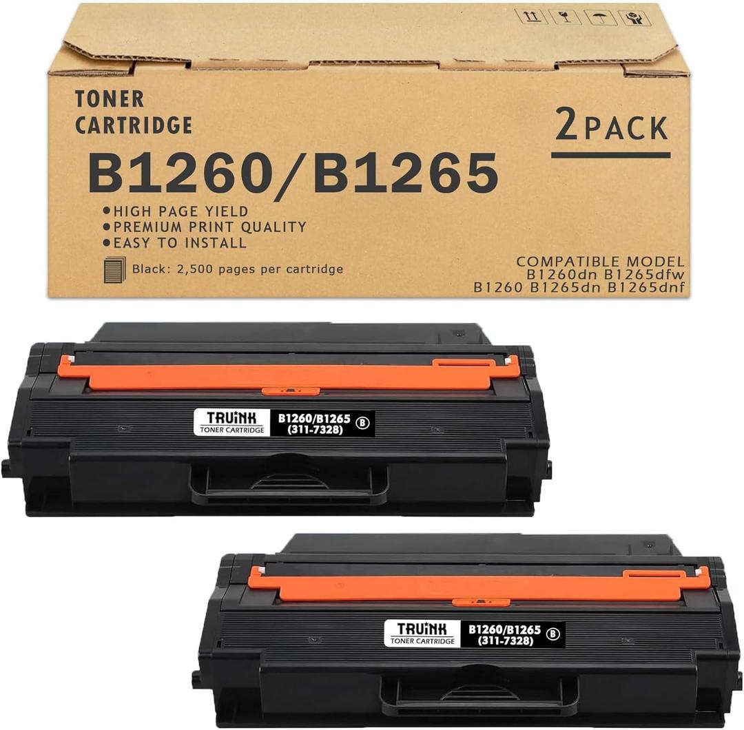 B1260 B1265 High Yield Toner Cartridge Replacement for 331-7328 RWXNT DRYXV G9W85 B126X Toner Compatible with Dell B1260dn B1260 B1265dn B1265dnf B1265dfw Laser Printer (Black, 2-Pack)