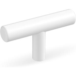 Goldenwarm 10 Pack White Cabinet Handles White Drawer Knobs Kitchen Cabinet Handles Single Hole Pull Hardware 50mm/2in Overall Length for Kitchen Bathroom Cupboard