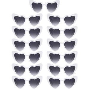Flutesan Pair of 15 Heart Shaped Sunglasses Vintage Cat Eye Sunglasses for Bachelorette Party Supplies (White)