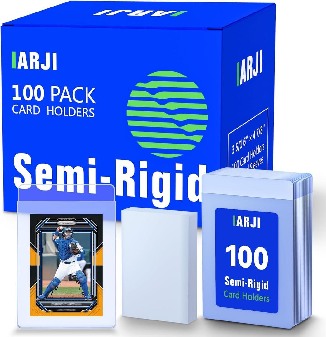 100ct Semi Rigid Card Holders & 100ct Soft Sleeves for PSA, SGC, BGS, CSG Graded Cards Submissions, Ultra Clear Semi Rigid Baseball Cards Grading Sleeves Protectors