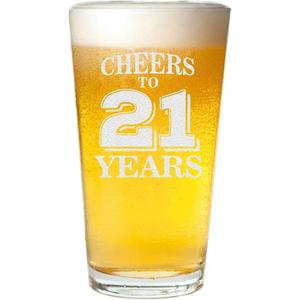Veracco Cheers To 21 Years Twenty First Pint Beer Glass 21st Birthday Gift For Him Her (Clear, Glass)