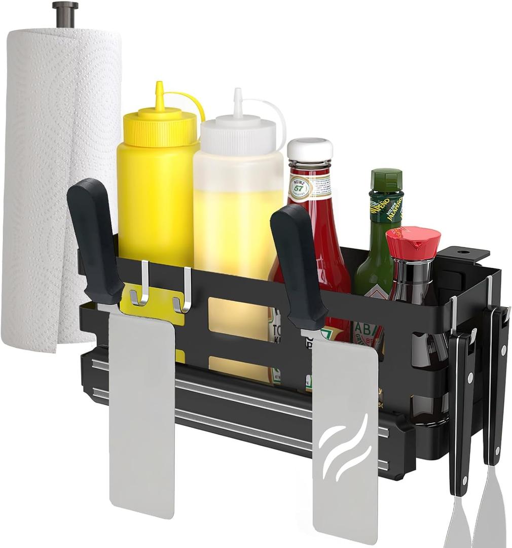 Griddle Caddy for Blackstone Griddles Prep Cart, Space Saving Grill Accessories Storage Caddy, BBQ Accessories Holder for Blackstone 28-36 Grill with a Magnetic Tool Holder Paper Towel Holder