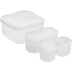 4-Piece Nesting Food Storage Containers with Lids, BPA-Free Stackable Space Saving Kitchen Set for Meal Prep & Organization (150ml+150ml+500ml+1350ml, White Lid)