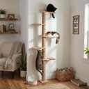 Tall Cat Tree, 5 Tier Floor Cats Tower, Wall-Mounted Kitten Sisal Scratching Post, with Cozy Hammock, Suitable for Climb, Scratch, Lookout and Play (Wall-Mounted)
