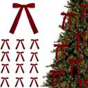 24 Pcs Velvet Bows for Christmas Tree,Velvet Christmas Tree Bows Door Garland Decor Vintage Wreath Bow,Red Bows for Christmas, Suitable for Xmas Home Decor Wedding Outdoor Indoor (Red)