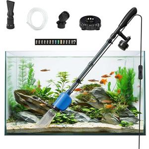 FOUSIUTIM 6in1 Electric Aquarium Gravel Cleaner, 530GPH Fish Tank Vacuum with Water Changer, Sand Washer & Debris Remover, Quiet 32W Pump & Telescopic Pole for Freshwater & Saltwater Tanks (Blue)