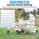 Electric Poultry Netting, 47.2" H x 164'L Electric Chicken Fence, Portable Chicken Fence with Double Spiked Fiberglass Posts for Chickens, Ducks,Turkeys, Sheep, Geese in Yard, Farms,Backyards, Garden