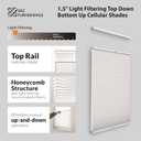 DEZ FURNISHINGS Cordless 1.5" Light Filtering Top Down Bottom Up Cellular Shade, 23" W x 72" H, White