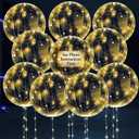 10 Pcs LED Balloons Light Up Balloons for Parties  Clear 18" Balloon with Gold String Lights & Individual Switch  Light Up Easter Decorations for Indoor & Outdoor Events, Batteries Not Included