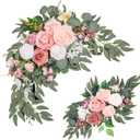 Artificial Flower Swag Set of 2 for Wedding Welcome Signs Wedding Arch Flowers for Wedding Ceremony Arbor (Pink)