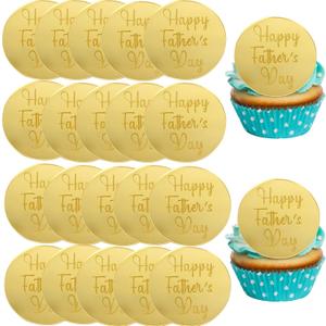 mdgfge 20 Pieces Happy Father's Day Acrylic Cupcake Toppers, Cake Disc Mirror Round Circle Engraved Disc Gold Cupcake Cake Topper for Fathers Day Birthday Family Party DIY Cake Cupcake Dessert Decor mdgfge 20 Pieces Happy Father's Day Acrylic Cupcake Toppers, Cake Disc Mirror Round Circle Engraved Disc Gold Cupcake Cake Topper for Fathers Day Birthday Family Party DIY Cake Cupcake Dessert Decor