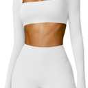 YEOREO Kyla Women Crop Top Long Sleeve Padded Sports Low Medium Impact Yoga Shirt Workout (Small, White)