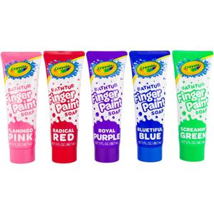 Crayola Bathtub Fingerpaint 5 Color Variety Pack, 3 Ounce Tubes (Bluetiful Blue, Screamin' Green, Radical Red, Flamingo Pink, Royal Purple) Color Your Bath Easily Washable Finger Paints