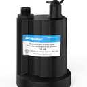 Acquaer Submersible Water Pump 1/6 HP Sump Pump Thermoplastic Utility Pump Small Electric Water Pump 1750GPH Water Remove for Basement Hot Tubs Garden Pool Cover Draining with 10 ft Cord