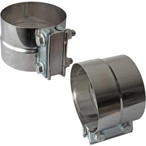 4" Lap Joint Exhaust Band Clamp - Stainless Steel With 1 Block 2Pcs For 4" Od To 4" Id Exhaust Pipe, Muffler, Elbow And Exhaust Tubing Connection(2 Pack)