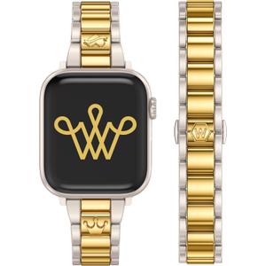 Wearlizer Compatible with Apple Watch Bands for Women 49/46/45/44/42mm(Series 3 2 1), Dressy Metal Strap Designer Stainless Steel Gold Silver Bracelet for iWatch Series 11 10 9 8 7 6 5 4 3 SE/Ultra 3 2 1