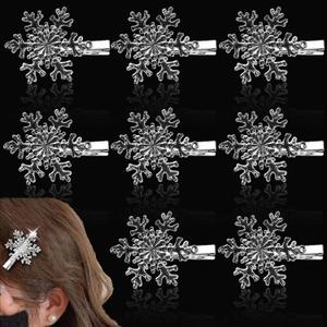 8Pcs Clear Snowflake Hair Clip Snowflake Hairpin Christmas Snowy Clips Xmas Winter Hair Accessories for Princess Women Festive Holiday Christmas Party Gifts (Clear)
