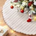 Lanpn Christmas Tree Skirt 24 inch, Faux Fur Xmas Tree Skirt Plush Winter Christmas Tree Mat for Small Mini Pencil Slim Artificial Trees Winter Home Party Indoor Xmas Decor (White, 60cm)