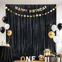 Black Backdrop Curtain 4.8x8FT Halloween Backdrop Sparkly Sequin Party Background Drapes for Birthday Wedding Stage Shimmer Wall Backdrop