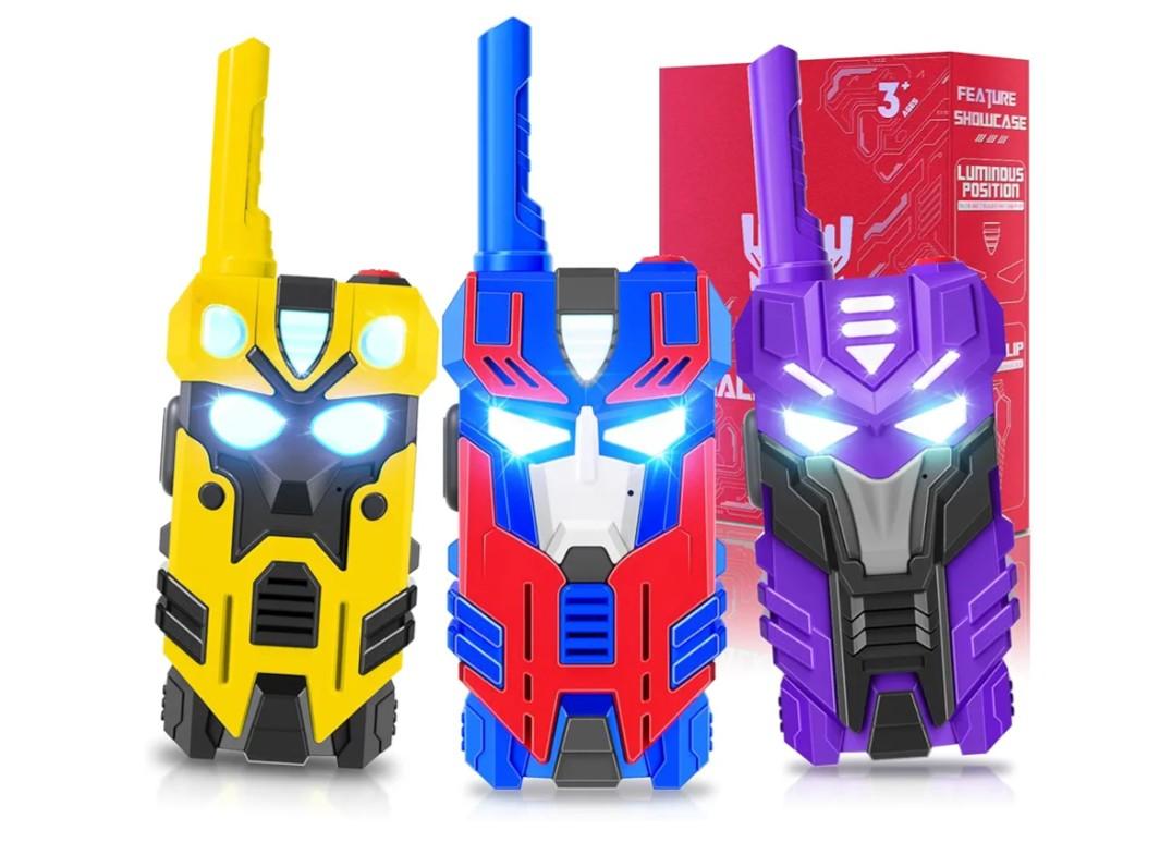 Transform Toys Walkie Talkies for Kids, 3 Pack with Cool Light-Up Eyes & 2500 FT Range, Outdoor Camping Toys, Birthday Gifts for Boys Girls Ages 3-12
