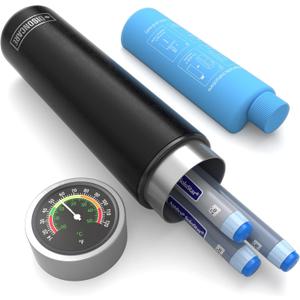 DISONCARE Odyssey 60H Insulin Cooler | Holds 3 Pens, Travel Case with Temperature Dial Cover, TSA-Approved Battery-Free Design, QR Medical Tag (Jet Black)