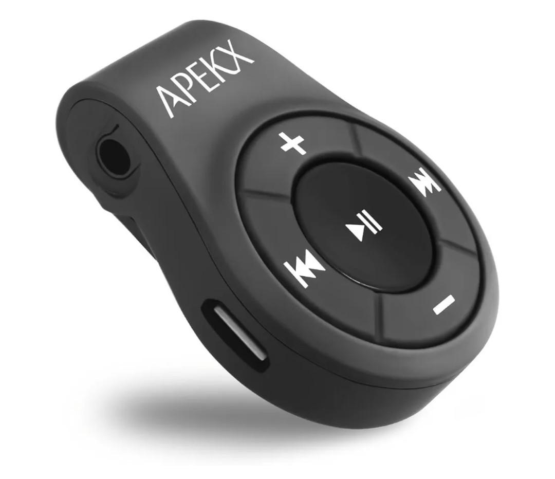 APEKX Clip Bluetooth Audio Adapter for Headphones, Headset, Speaker, Wireless Receiver with MIC for Hands-Released Call and Music