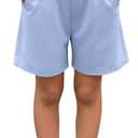 Girls' Bermuda Shorts | Wide Leg, Elastic, Loose Fit, with Pockets, Cord Lock, Sweat Shorts, Athletic, Sports, Back to School, Play, Casual