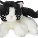 Bearington Domino Cat Stuffed Animals - 15" Realistic Tuxedo Cat Plush - Black and White Kitty Plushies with Soft Fur and Lifelike Details - Adorable Cuddly Gift for Kids and Adults