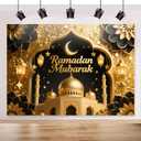 Ramadan Mubarak Backdrop 70.8x43.3 inch, for Muslim Ramadan Kareem Party Decorations, Eid Mubarak Sign Photo Booth for Home Muslim Eid Al Fitr Party
