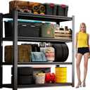 55''H Garage Shelving 2400LBS Heavy Duty Shelving Units, Garage Storage Shelves Adjustable 4 Tier Metal Industrial Shelf for Kitchen, Utility Room and Basement, Black (13.78''Dx35.43''Wx54.33''H)