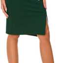 EXCHIC Womens Pencil Skirt Bodycon Business Skirt Side Slit Hem (Green, XS)