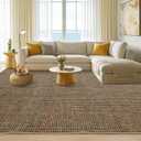 Boho Rugs for Living Room 6x9 ft, Washable Area Rug for Bedroom Soft Ultra Thin Large Indoor Floor Carpet, Waffle Print Non-Slip Area Rugs for Dining Room Bedroom Living Room, Brown