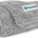 PetAmi Fluffy Waterproof Dog Blanket for Small Medium Dogs, Soft Warm Pet Sherpa Throw Pee Proof Couch Cover, Reversible Cat Puppy Bed Blanket Sofa Protector, Plush Washable Pad (Light Grey, 24x32)