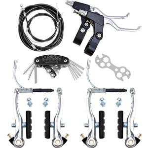 V-Type Bike Brake Set, Complete Universal Bike Front and Rear MTB Brake, Bicycle Brakes, Inner and Outer Cables, Include Brakes Lever Calipers Multi-Tool Wrenches