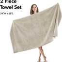 Madison Park 800GSM Bath Sheet Towel Oversized 34" x 68" 2 Pack 100% Cotton Bath Towel Set Highly Absorbent Hotel Spa Quality for Bathroom, Natural