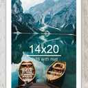 14x20 Picture Frame 1 Pack, Distressed White Wood Style - Display 14 x 20 Picture without Mat or 12x18 Picture with Mat, Wall Mounting Horizontal and Vertical